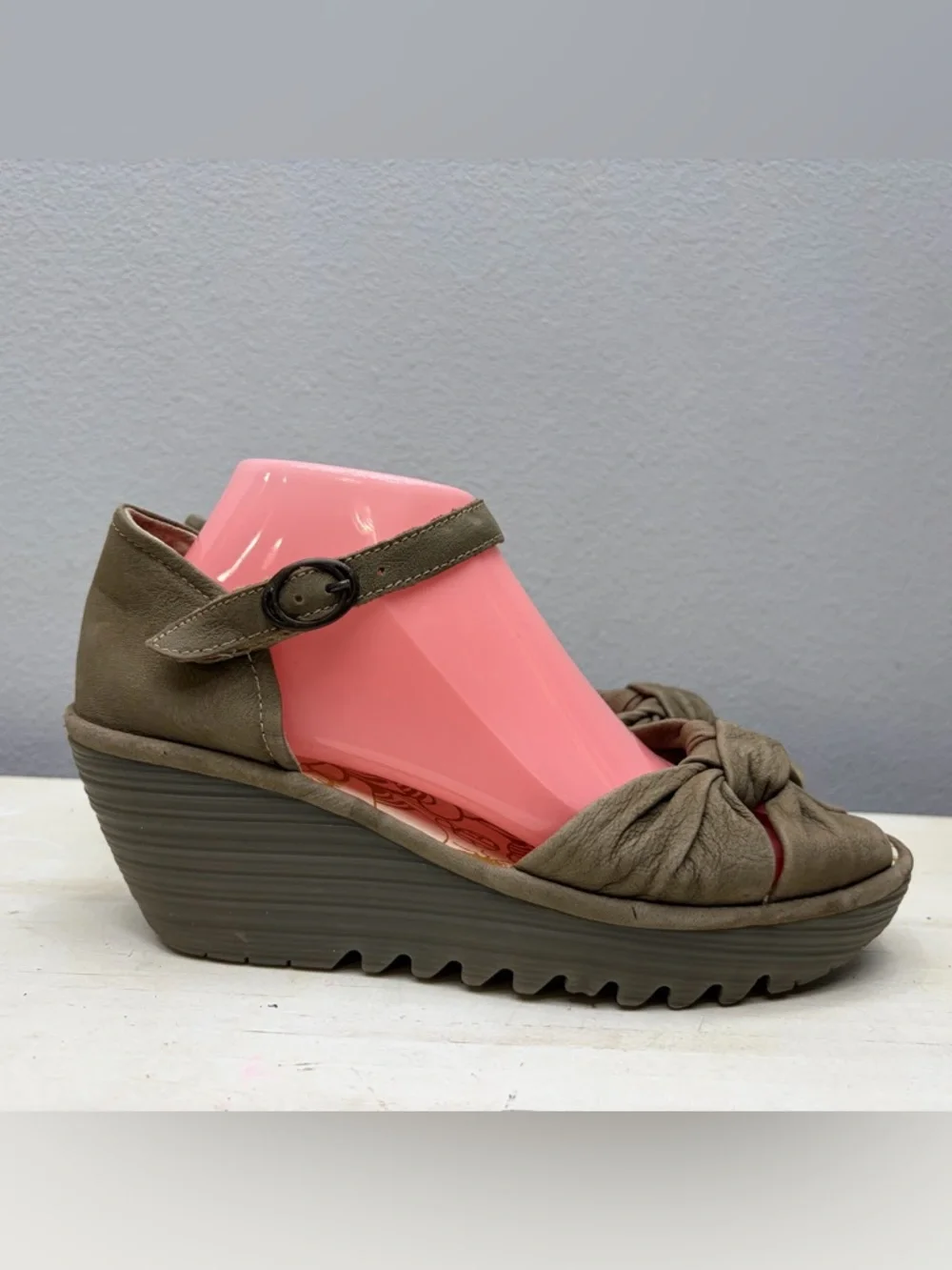 Fly London Leather Yoel Wedge Sandals Size 40